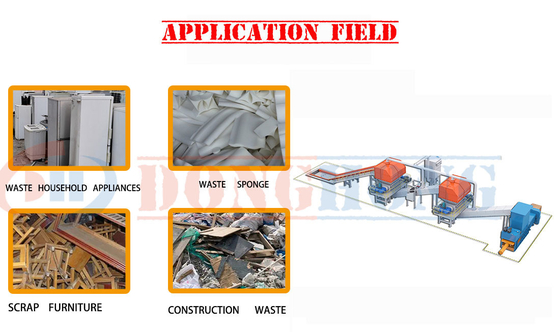 Déchiqueteuse à double rouleau spéciale de l'industrie pour les déchets de tapis et de vêtements Crusher 90KW*2